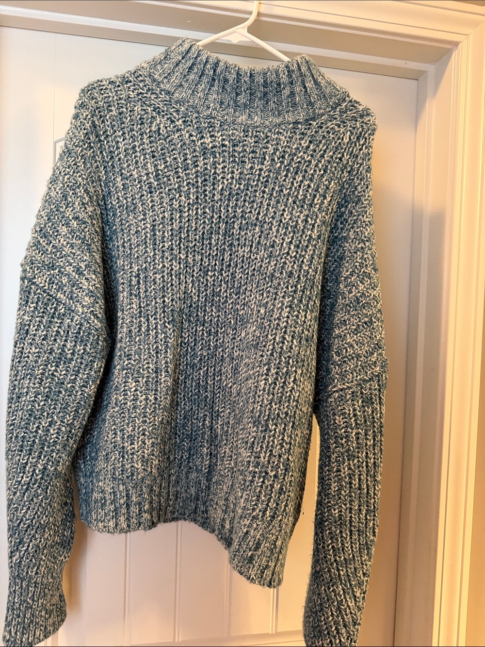 J. Crew Marled Blue-Grey Turtleneck Sweater